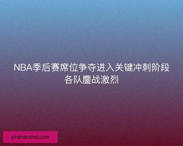 NBA季后赛席位争夺进入关键冲刺阶段各队鏖战激烈
